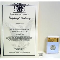 1986-S Washington Quarter SGS PR-70CAM with CofA