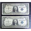 Image 2 : Two $1 Silver Certificates Blue Seals