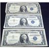 Image 1 : Three $1 Silver Certificates "Blue Seal"