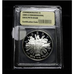 1989-s Congressional Bicentennial Proof Commemorative Dollar Graded PR70 DCAM