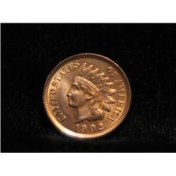 1902-p Indian Cent 1c Choice Uncirculated ms64RD  Beautiful Red Color