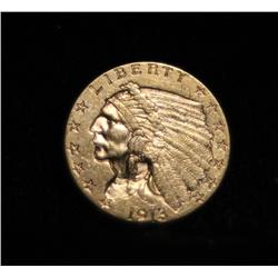 1913-p $2 1/2 Indian Gold Grades ms63