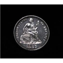 1887 Proof Liberty Seated Dime 10c Grades PR65  near Cameo