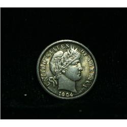 1904-p Toned Barber Dime 10c Grades Choice Uncirculated ms64