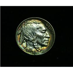 1938-d Buffalo Nickel 5c Grades Choice Uncirculated ms64  Stunningly Toned Example