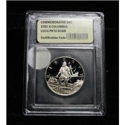 1992-s Columbus Quincentenary Commemorative Proof 50c Graded PR70 DCAM