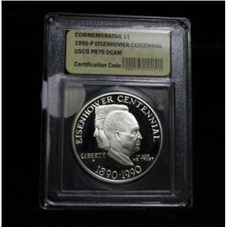 1990-p Eisenhower Centennial Proof Commemorative Silver Dollar graded PR70 DCAM