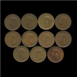 1940s British Geo VI Farthing 11pcs XF/UNC (COI-8957)