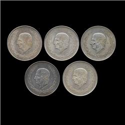 1951-53 Mexico 5 Peso 5pcs XF/AU (COI-8650)