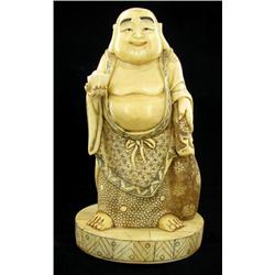 Chinese Handcarved Bone Standing Buddha on Base (CLB-703)