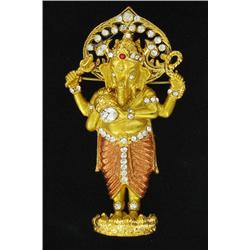 Tibet Gold Plated Ganesh Pin (ANT-1299)