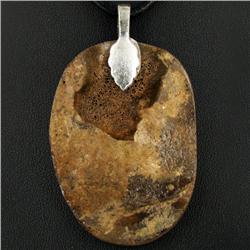 105ctw Turtle Fossil Pendant Necklace (JEW-3043)