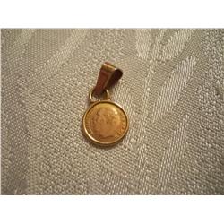 Miniature 22K Gold Maximillian Coin In 14K Gold Bezel