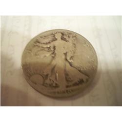 1938-D Silver Walking Half Dollar VG