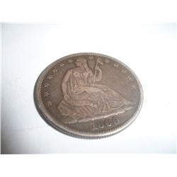 1869 Silver Seated Liberty Silver Half Dollar EF++