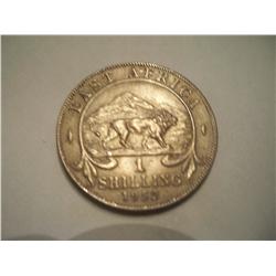 1952 East Africa 1 Shilling Lion  Coin, AU