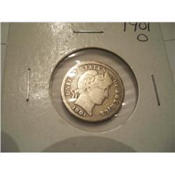 1901-O Silver Barber Dime