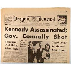NOV. 22, 1963 "OREGON JOURNAL" NEWSPAPER - KENNEDY ASSASSINATED