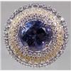 Image 1 : 14K WHITE AND YELLOW GOLD TANZANITE AND DIAMOND RING - SIZE 7