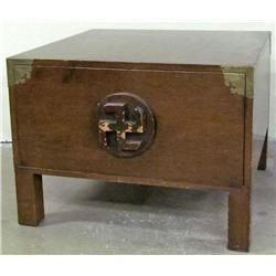SIDE TABLE W/ DRAWER AND INDIAN PEACE / REVERSE SWASTIKA ON DRAWER