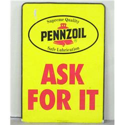 PENNZOIL METAL ADVERTISING CURB SIGN