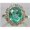 Image 1 : 14K GOLD EMERALD AND DIAMOND LADIES RING - SIZE 6.75