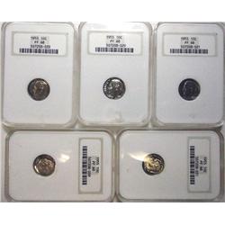 5 1955 Roosevelt dimes  old holder NGCPF68