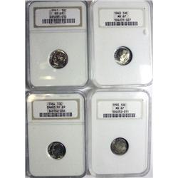 Collector lot of NGC slabbed dimes:1955 MS67-1961 PF69-1963 MS67-1964 CAMEOPF69