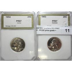 1953 and 1954 quarters PCI PR67 CAMEO