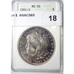 1881S Morgan $  ANACS65 graded right