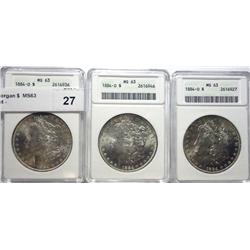 3  1884O Morgan $  MS63 graded right