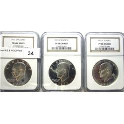 3  1971S silver IKE $ NGCPF68 CAMEO