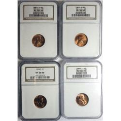 1944-45S-1953S-1955S Lincoln pennys all NGC66RED