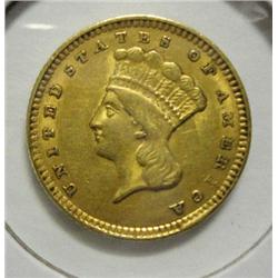 1857 T3 $1 GOLD AU
