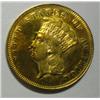 Image 1 : 1878 $3 GOLD heavily brushed obverse to cover marks--NICE reverse XF/AU