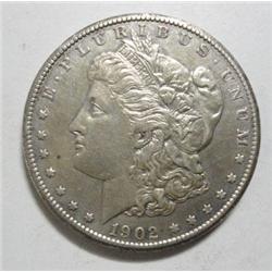 1902S Morgan $  AU coin but cleaned with hairlines