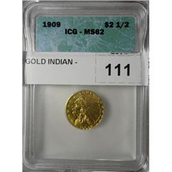 1909 $2 1/2 GOLD INDIAN