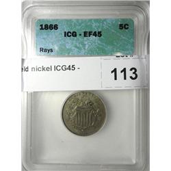 1866 Shield nickel ICG45