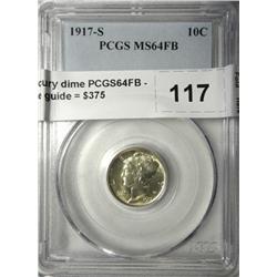 1917S Mercury dime PCGS64FB