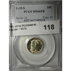1935S Mercury dime PCGS66FB