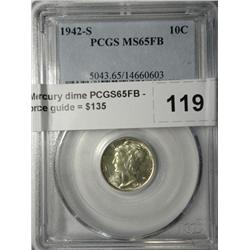 1942S Mercury dime PCGS65FB