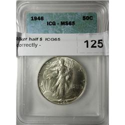 1946 Walker half $  ICG65 graded correctly