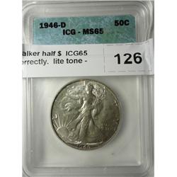 1946D  Walker half $  ICG65 graded correctly.  lite tone