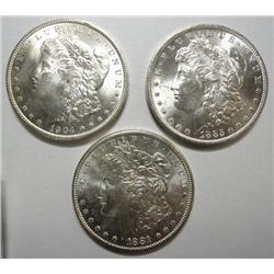 3 nice Morgan $  solid MS63  1881S-1885O-1904O