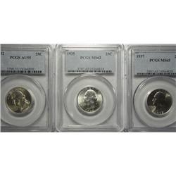 1932 AU55-35 MS62-37 MS65 Washington quarters  all in PCGS holders