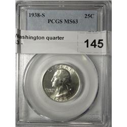 1938S Washington quarter PCGS 63