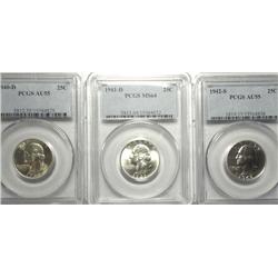 PCGS holdered 1940D AU55-41D MS64-42S AU55 Washington quarter