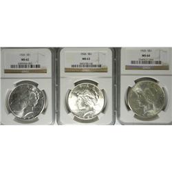3  1926 Peace $  NGC62-63-64