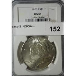 1926S Peace $  NGC64