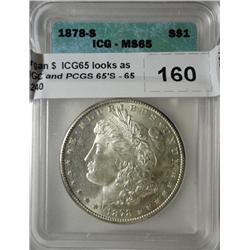 1878S Morgan $  ICG65 looks as good as NGC and PCGS 65'S